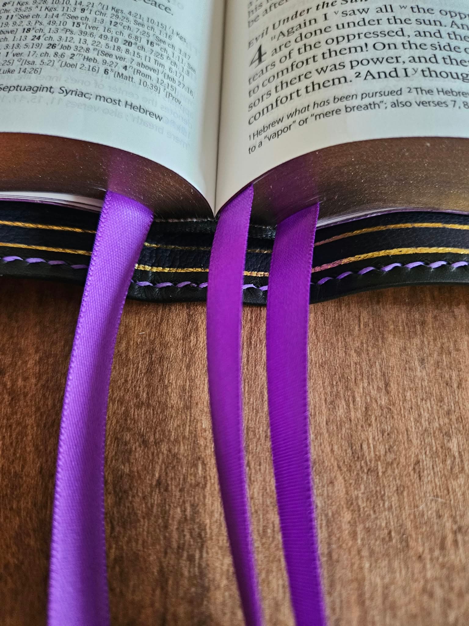 ESV Creeds and Confession Bible Rebind - Black Pebbled Badalassi view 3