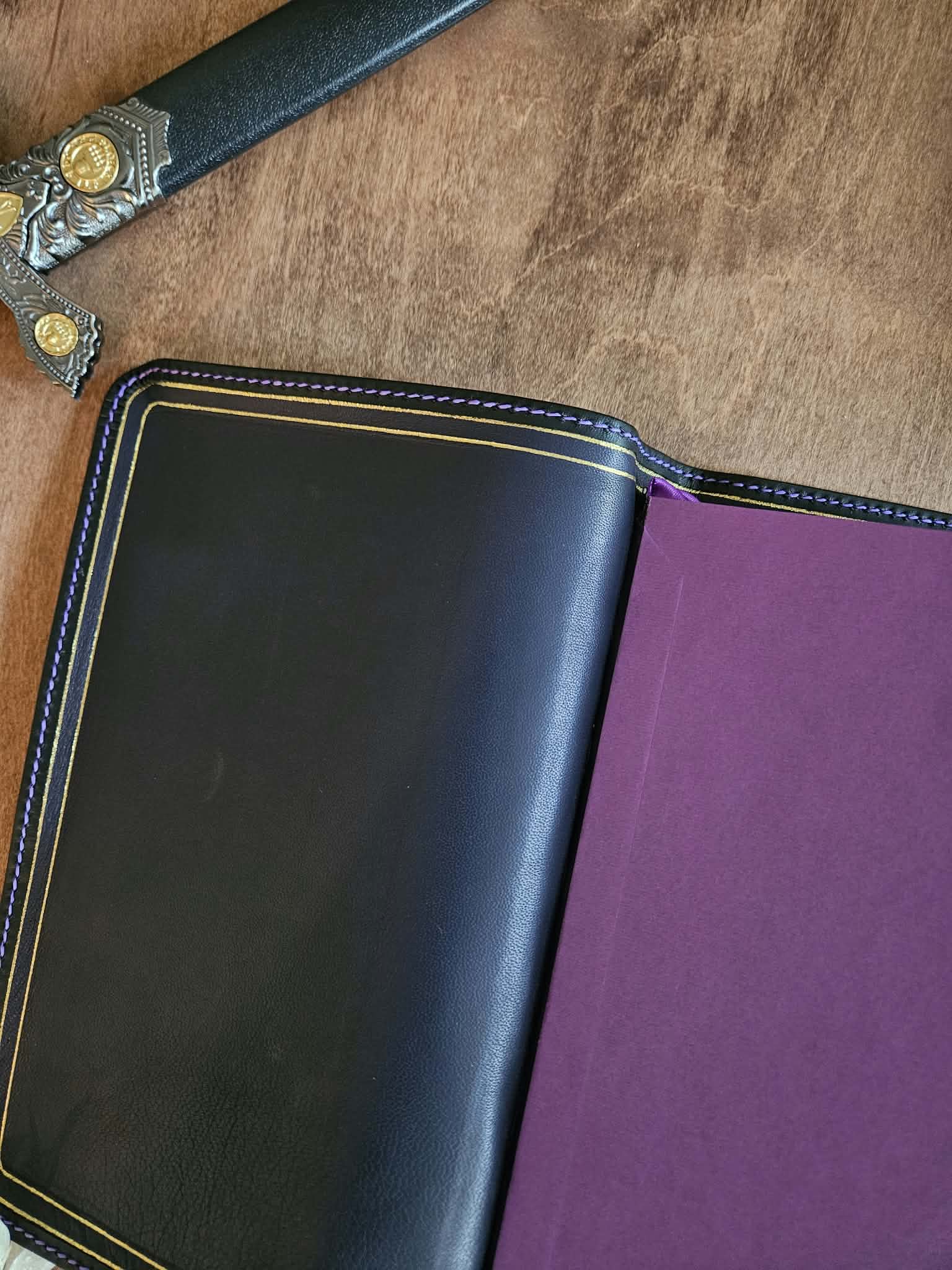 ESV Creeds and Confession Bible Rebind - Black Pebbled Badalassi view 6