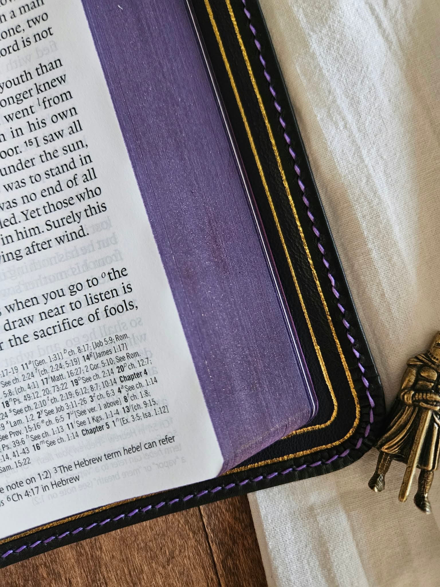 ESV Creeds and Confession Bible Rebind - Black Pebbled Badalassi view 7