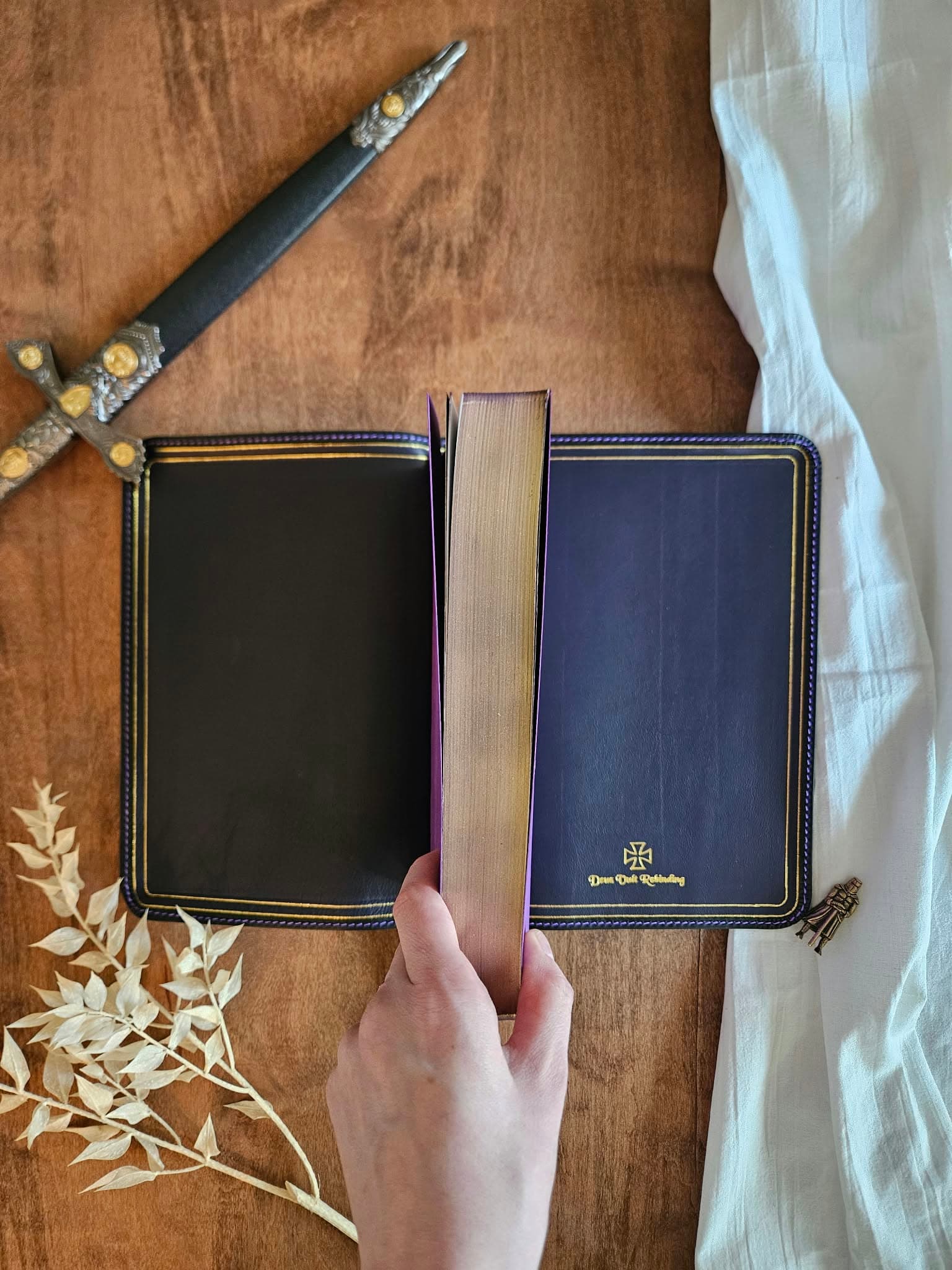 ESV Creeds and Confession Bible Rebind - Black Pebbled Badalassi view 10