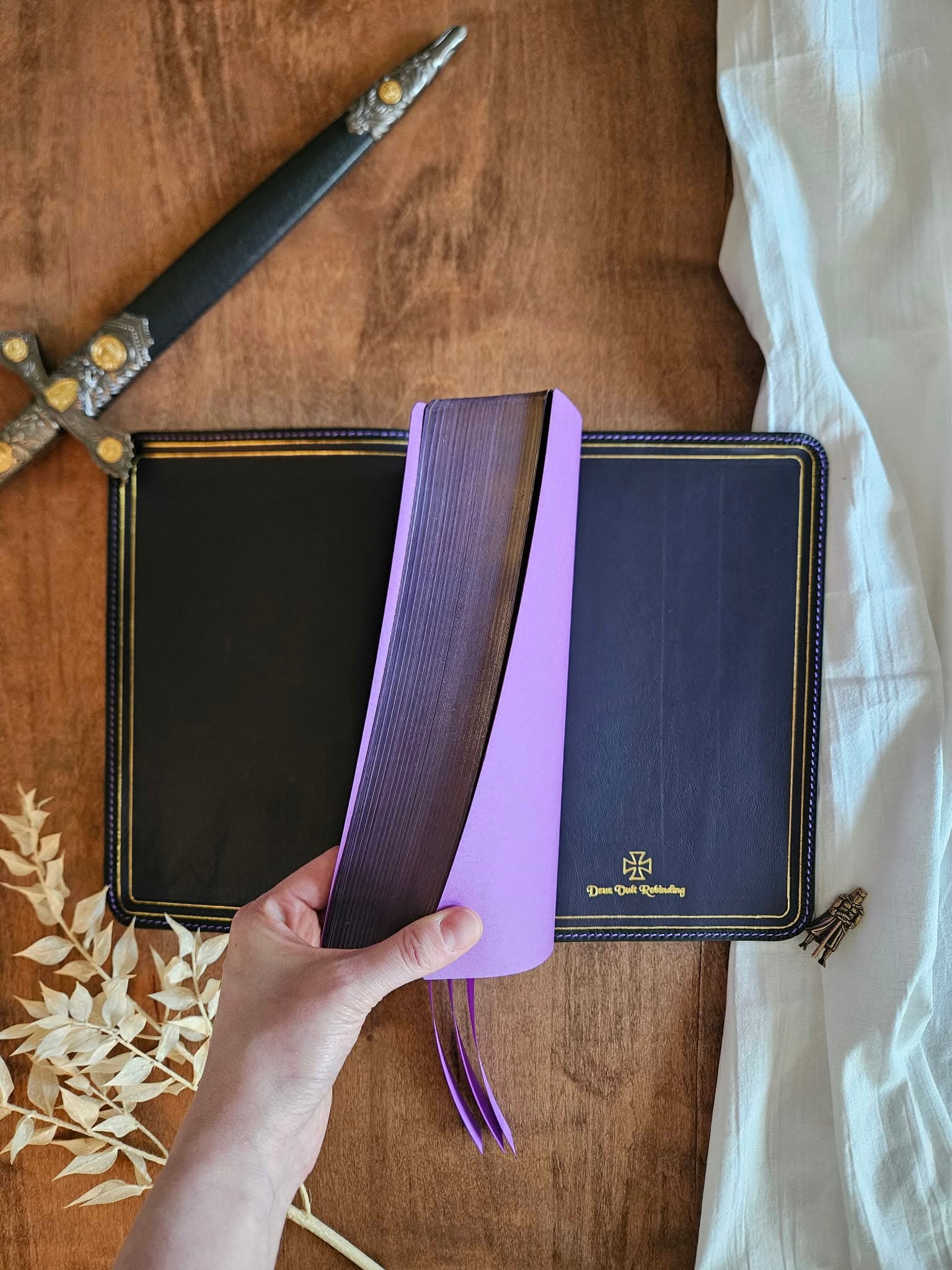 ESV Creeds and Confession Bible Rebind - Black Pebbled Badalassi view 2