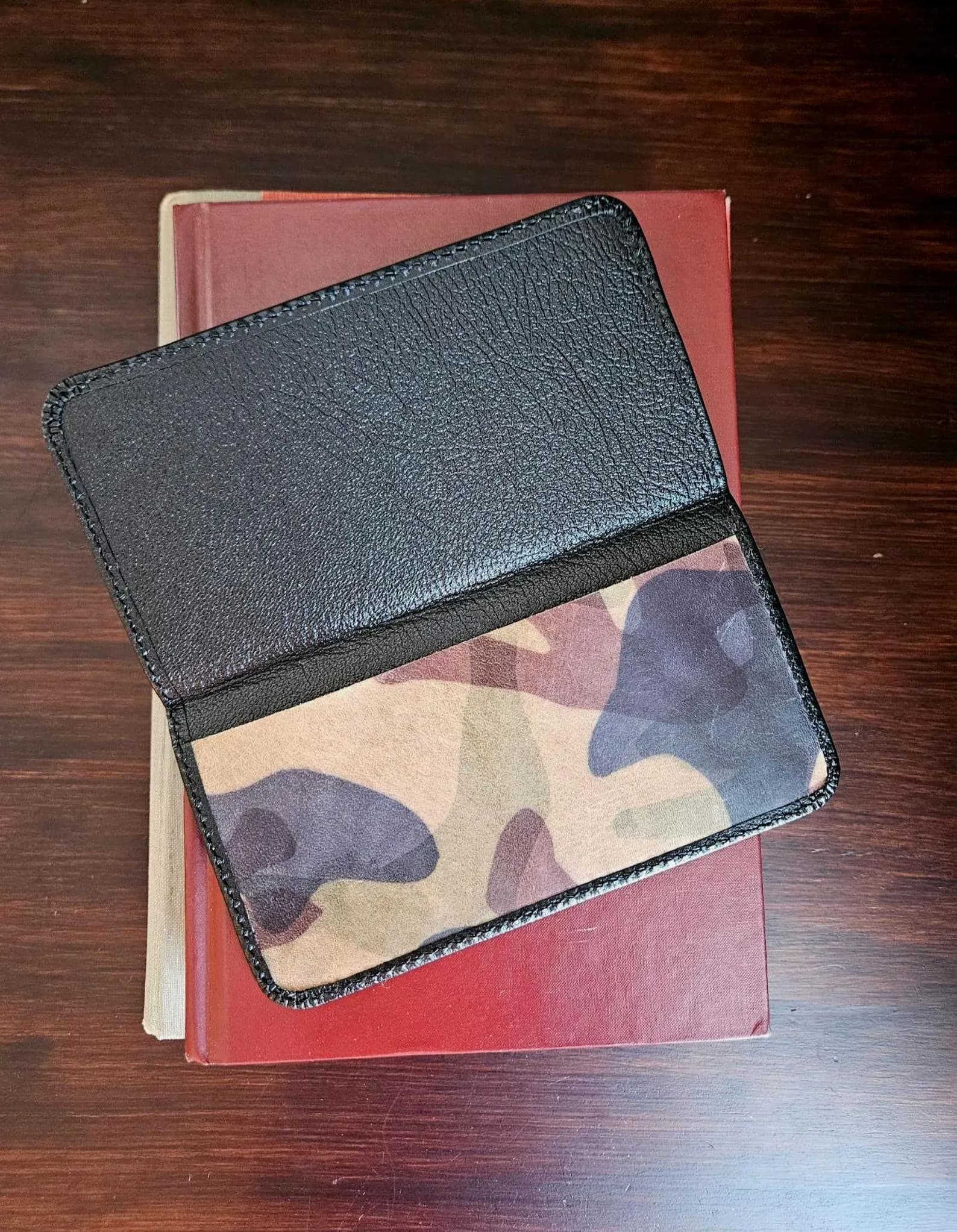 Handmade Black Leather Checkbook Holder view 3