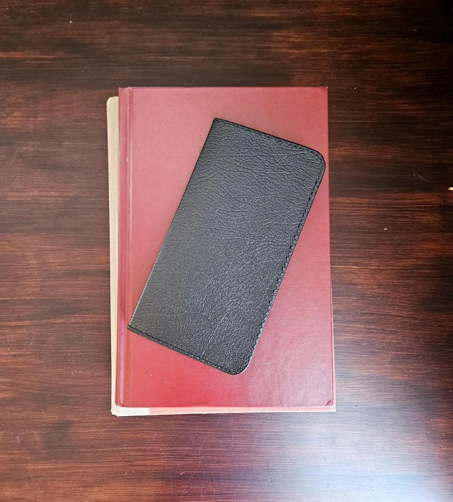 Handmade Black Leather Checkbook Holder view 1