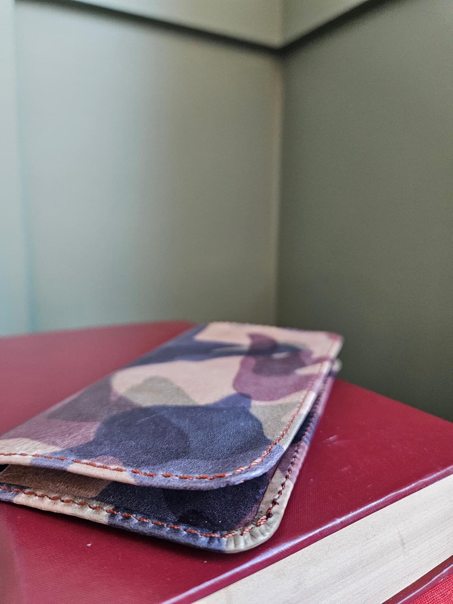 Handmade Camouflage Leather Checkbook Holder view 6