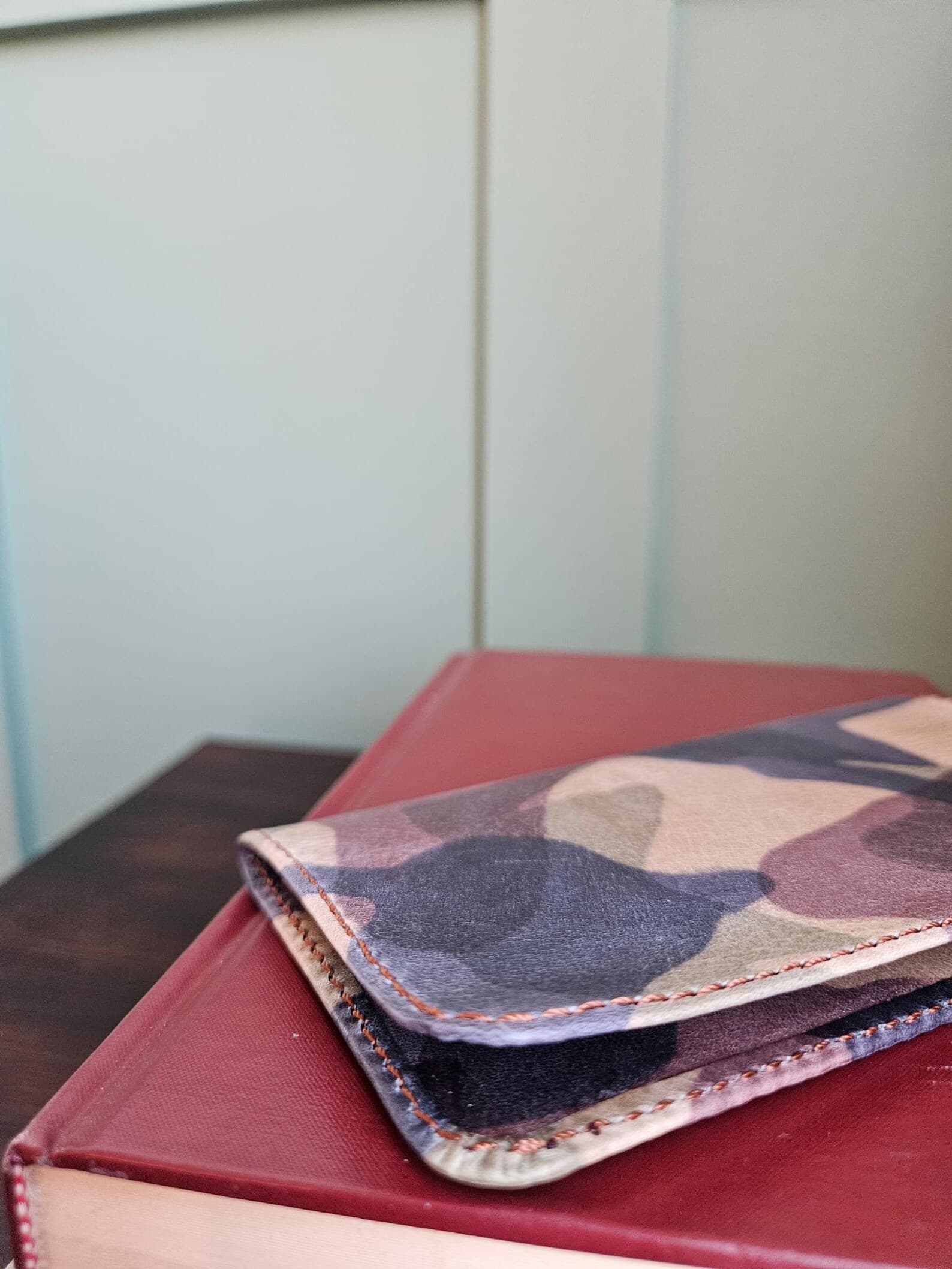 Handmade Camouflage Leather Checkbook Holder view 5