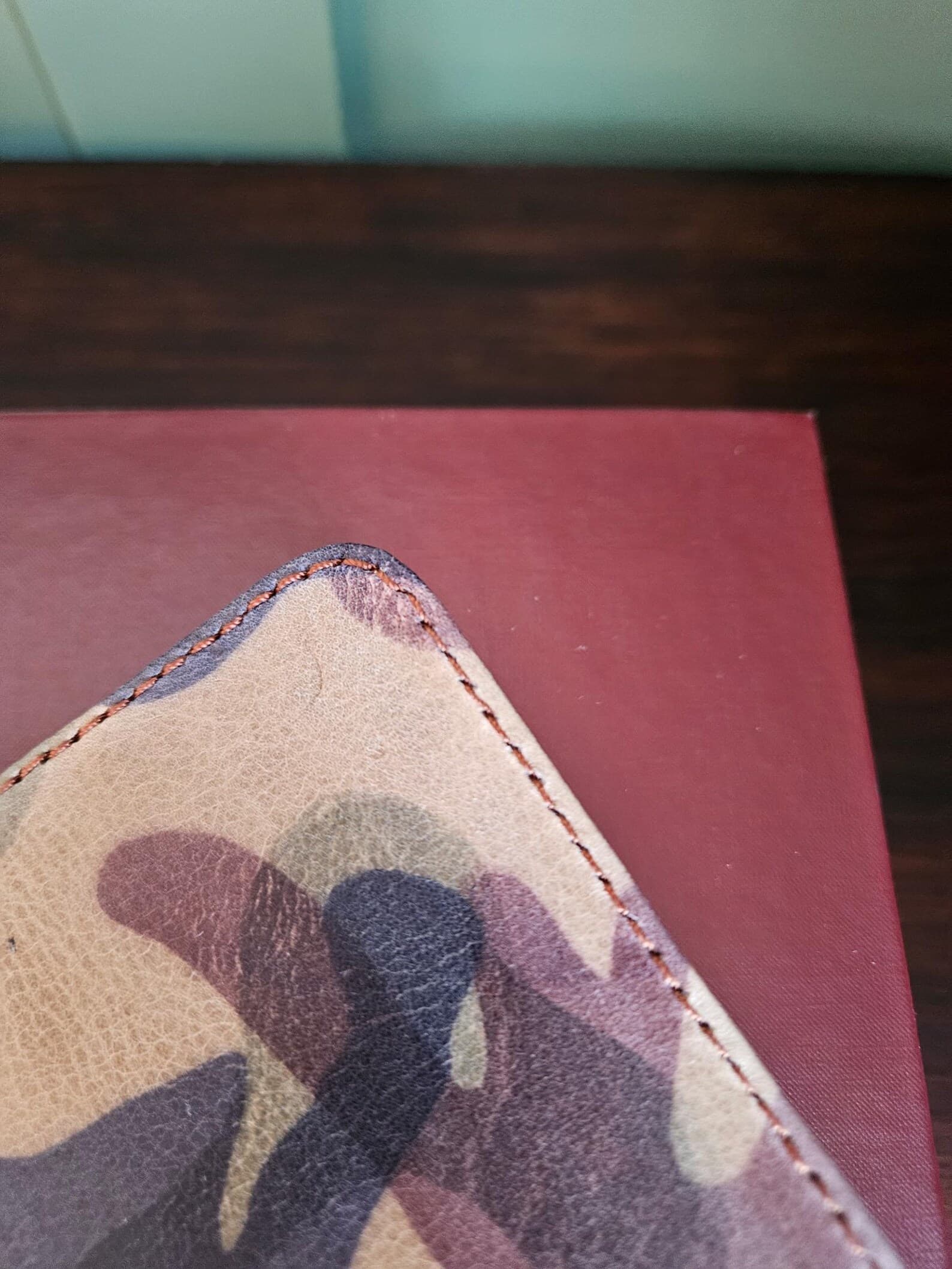 Handmade Camouflage Leather Checkbook Holder view 4